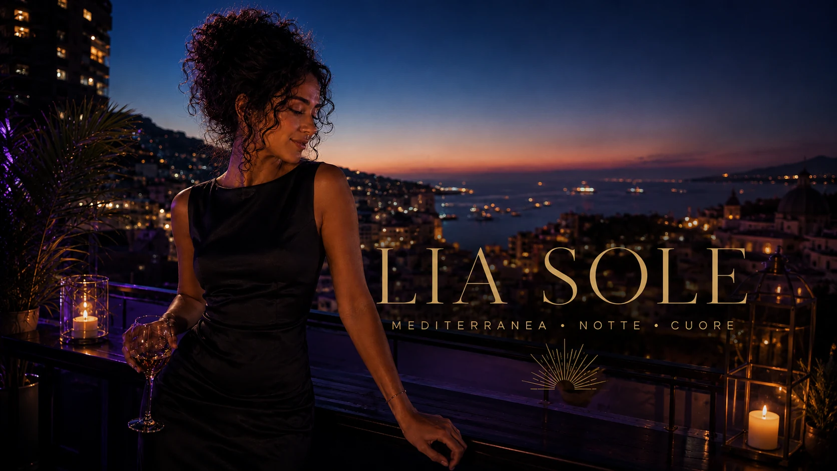 Lia Sole overlooking Naples at night