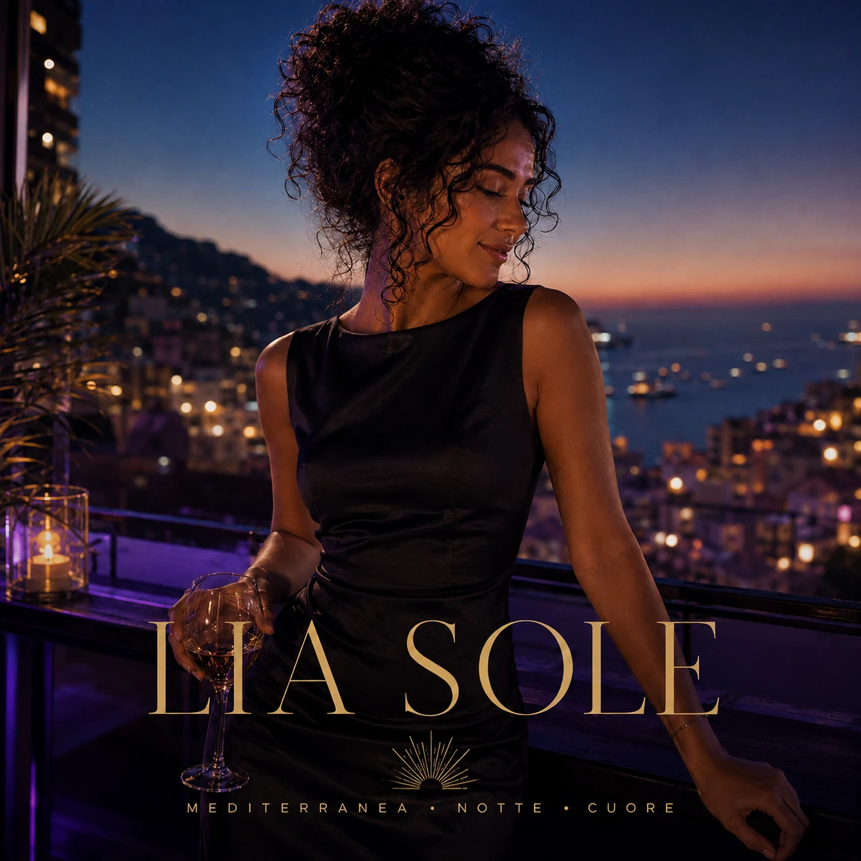Lia Sole overlooking Naples at night
